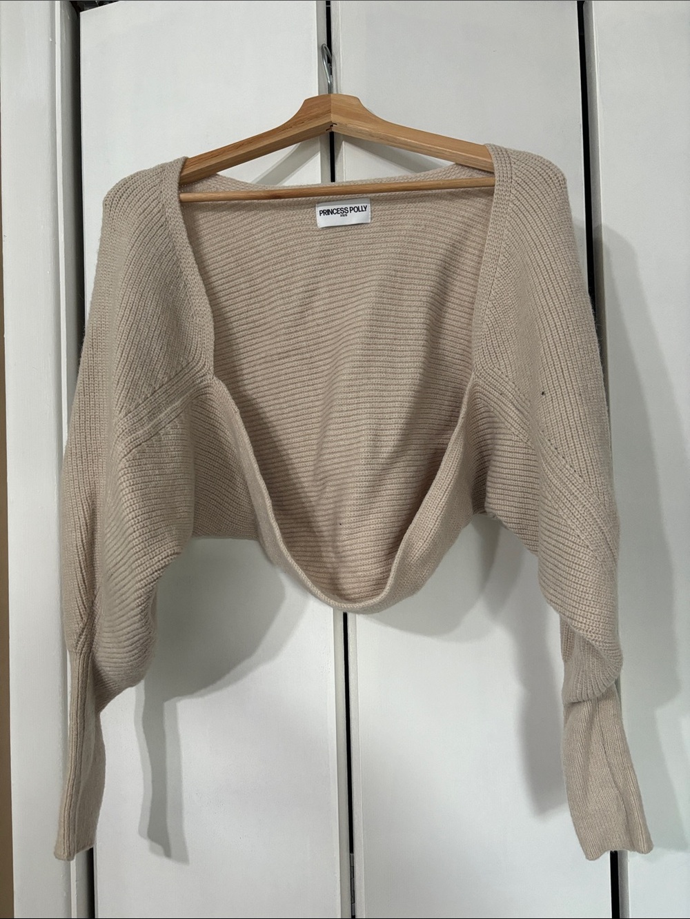 Princess Polly Beige Cropped Knit Aviana Cardigan